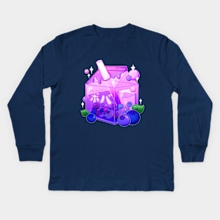 Aesthetic Blueberry Boba Carton Kids Long Sleeve T-Shirt